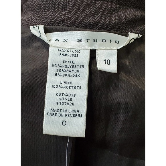 Max Studio Brown Polyester Single Breasted Two Buttons Fitted Blazer 10 NWT $198 - Picture 8 of 12